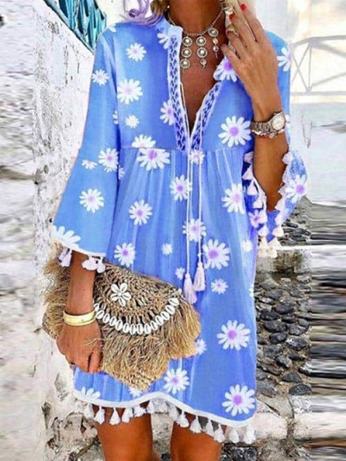 Tunique Robe Vintage Pour Sortie À La Plage Femme